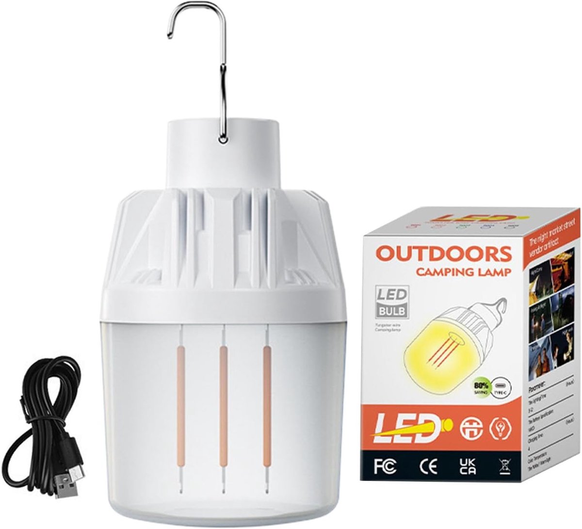 Thijox - Draagbare Campinglamp met Haak - Oplaadbare Sfeerlamp - 4 Helderheidsmodi - Lichtgewicht Verlichting voor Wandelen, Kamperen, Tuin en Feesten