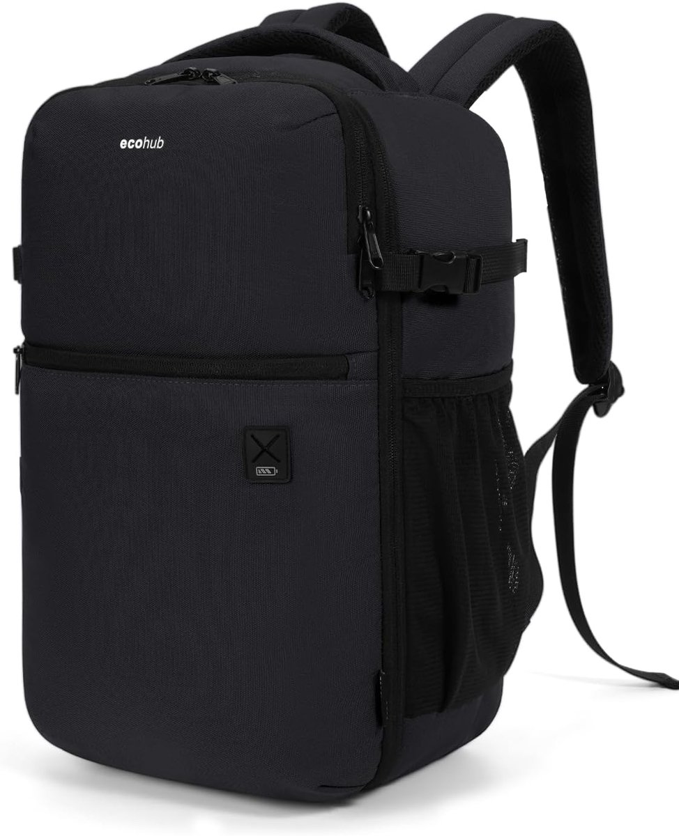 Thijox - ECOHUB Reisrugzak Ryanair Handbagage 40x20x25 cm - Gerecyclede 20L Carry on Rugzak - 14'' Laptop Travel Backpack met Antidiefstalvak - Watera