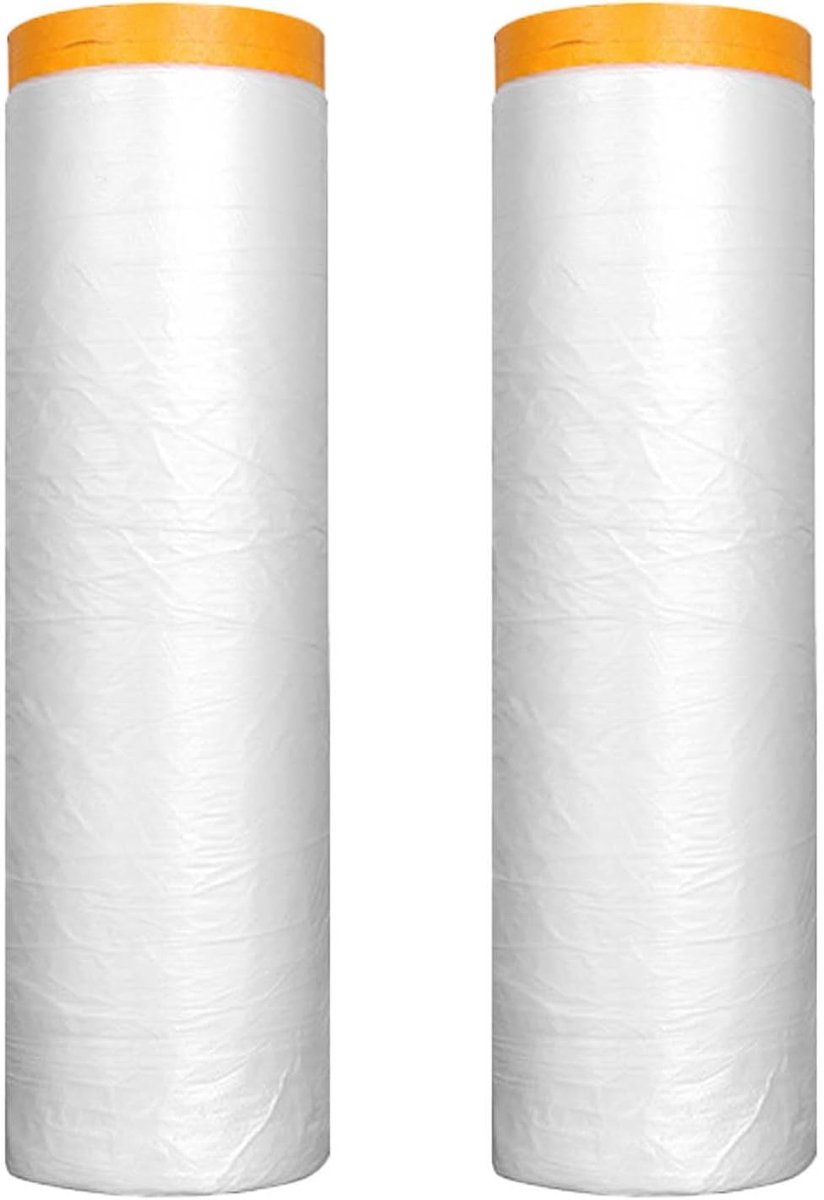 Thijox - 2 Stuks 180cm x 20m Afdekfolie met Plakband voor Schilderen, Perfect voor Muren met Keramische Tegels, Houten Planken en Glas, Bescherming bi
