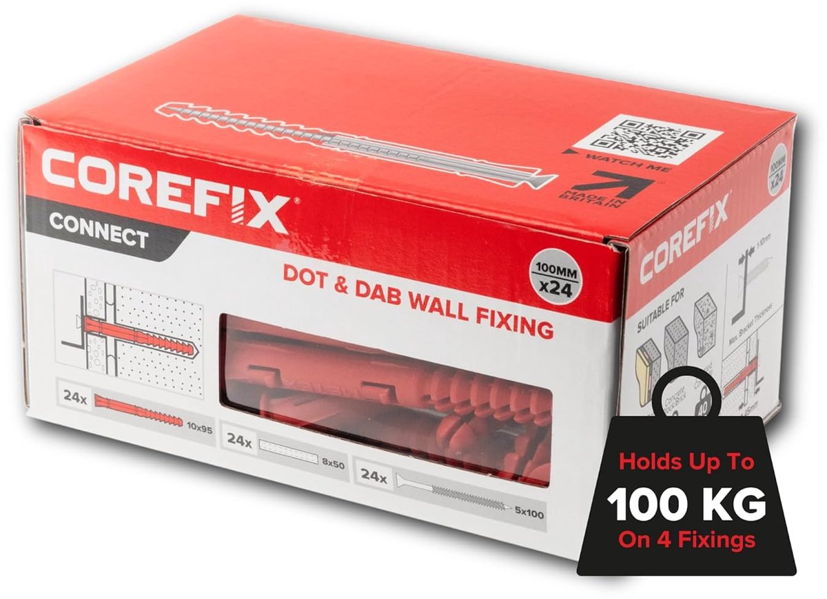 Thijox - Corefix 100mm Heavy Duty Muurbevestigingen voor Gipsplaten - Versterkte Stalen Kern - Ideaal voor TV's, Radiatoren, Rekken - Tot 100 kg Draag