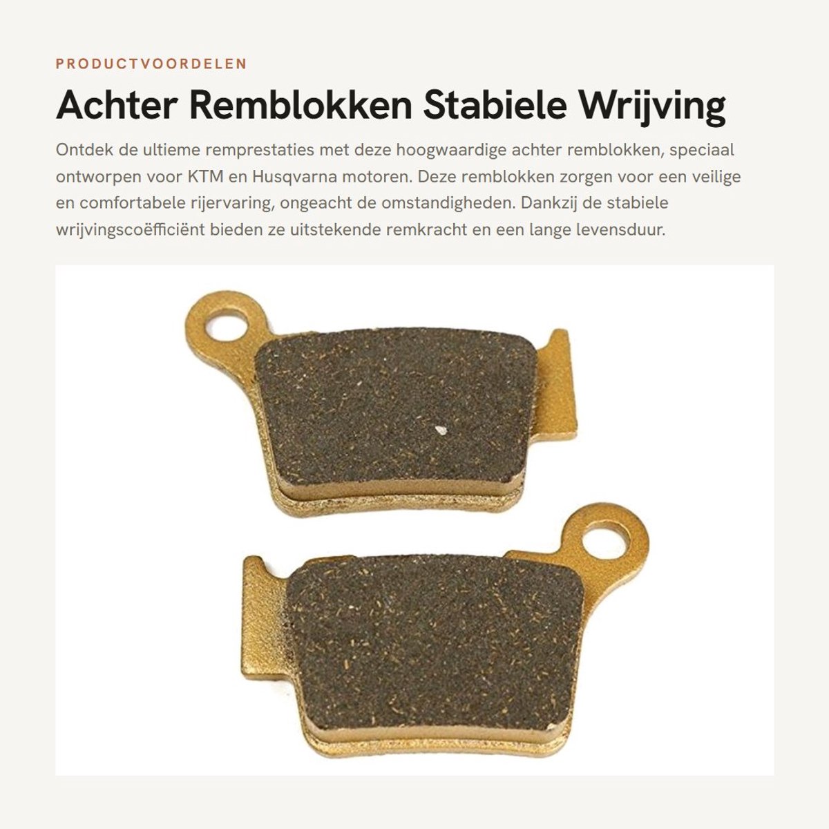 Dailygoods- Remblokken Achter - Geschikt voor KTM SX 125/150/EXC 250/400 - Stabiele Wrijvingscoëfficiënt - Laag Geluid - Weinig Stof - Duurzaam Materiaal - Remschijven