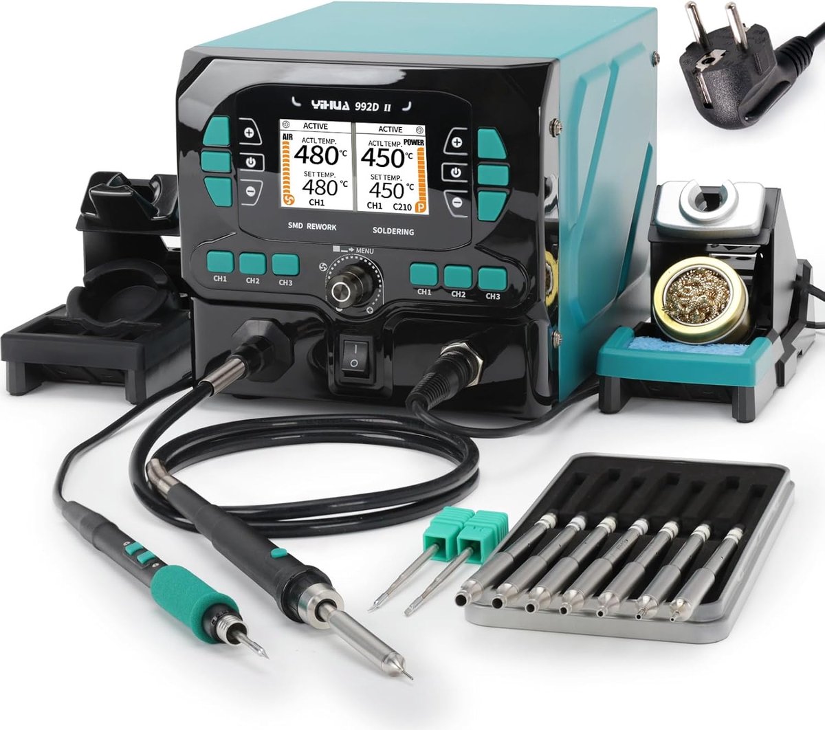 Thijox - YIHUA 992D-II 2-in-1 Precisiesoldeerstation en Heteluchtpin Herwerkstation - Professioneel Soldeergereedschap voor Microsolderen, Elektronica
