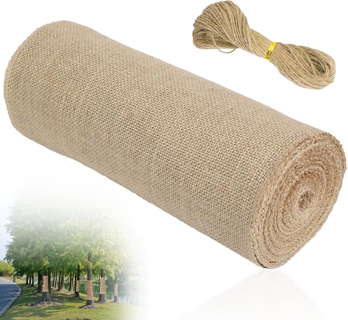 Winterbescherming voor buitenplanten: 6 m x 40 cm jute band met 20 m henneptouw, natuurlijke bescherming tegen vorst, vocht en insecten voor een gezonde tuin