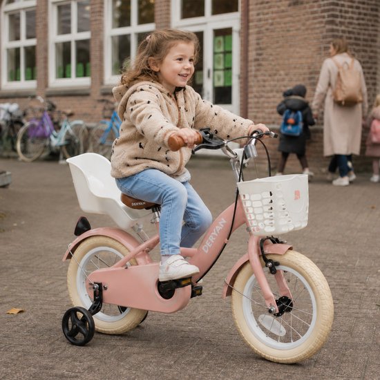 Deryan Zoey Kinderfiets 12 Inch - Verstelbare Fiets met Mandje - Roze van Deryan — afbeelding 4
