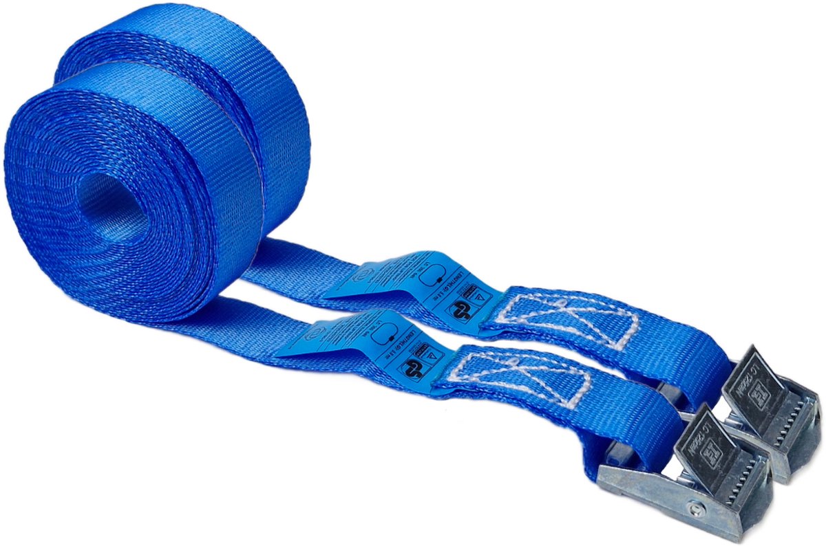 BCF-Products - Spanbanden - 5 meter - 2 stuks - Blauw - Sjorband - Spanriem - Bindriem - met Gesp