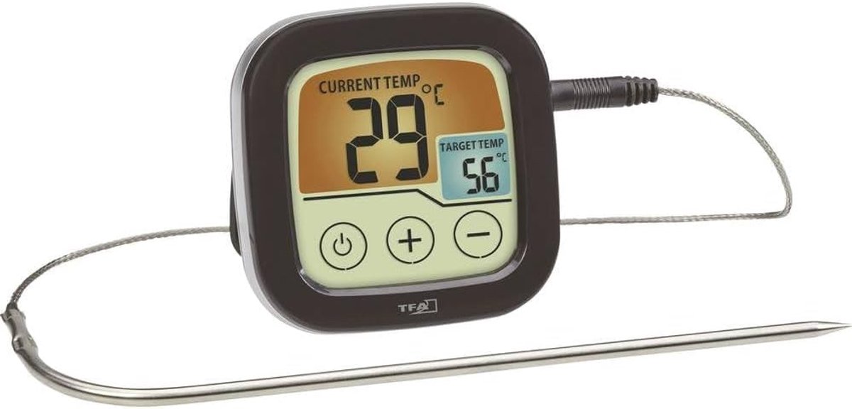 SnelShoppen - Digitale Grill- en Braadthermometer - BBQ Thermometer met Alarmtoon - Roestvrijstalen Sonde - Voor Oven en Grill - Zwart - Compact (L) 7