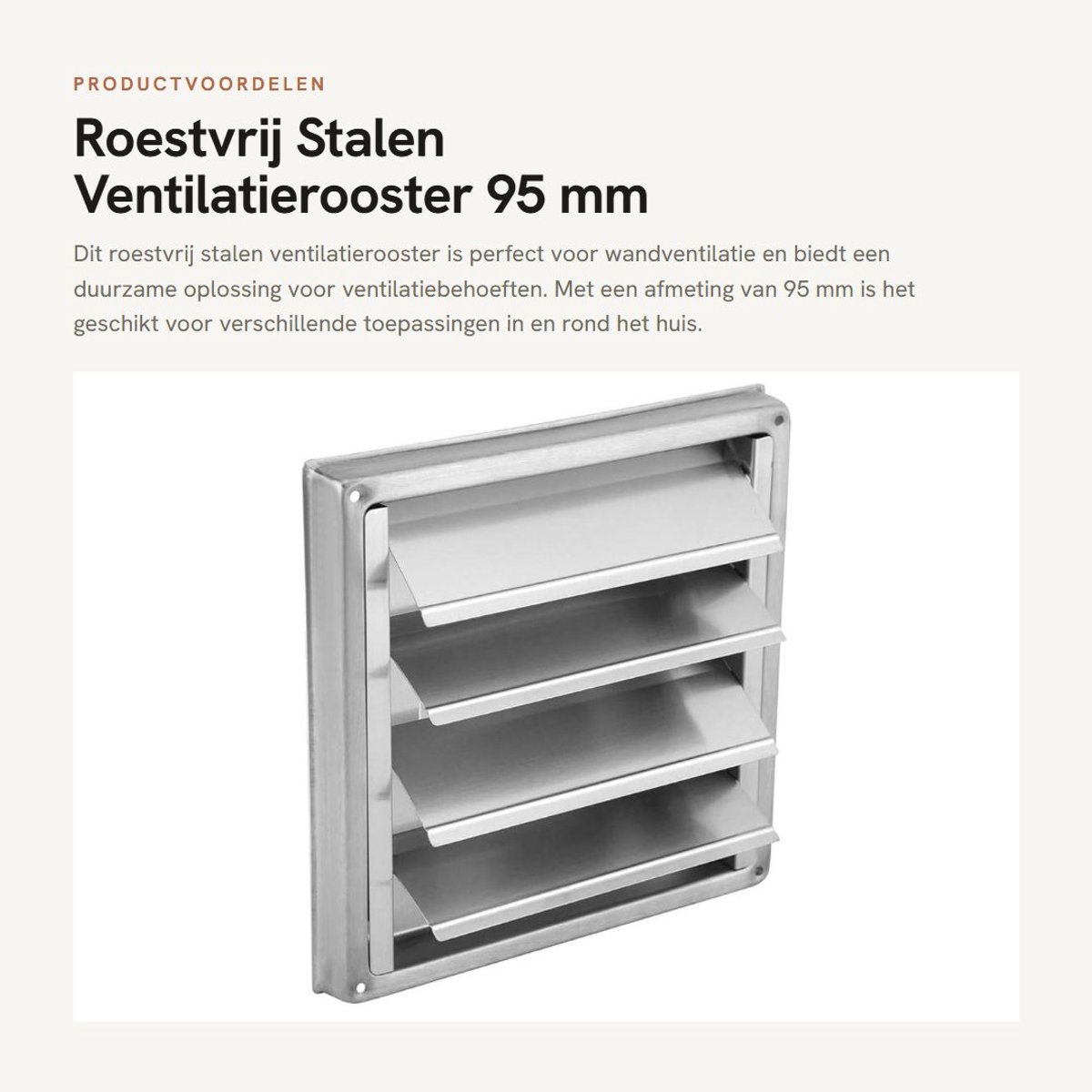 Dailygoods - Roestvrij Stalen Ventilatierooster 95 mm