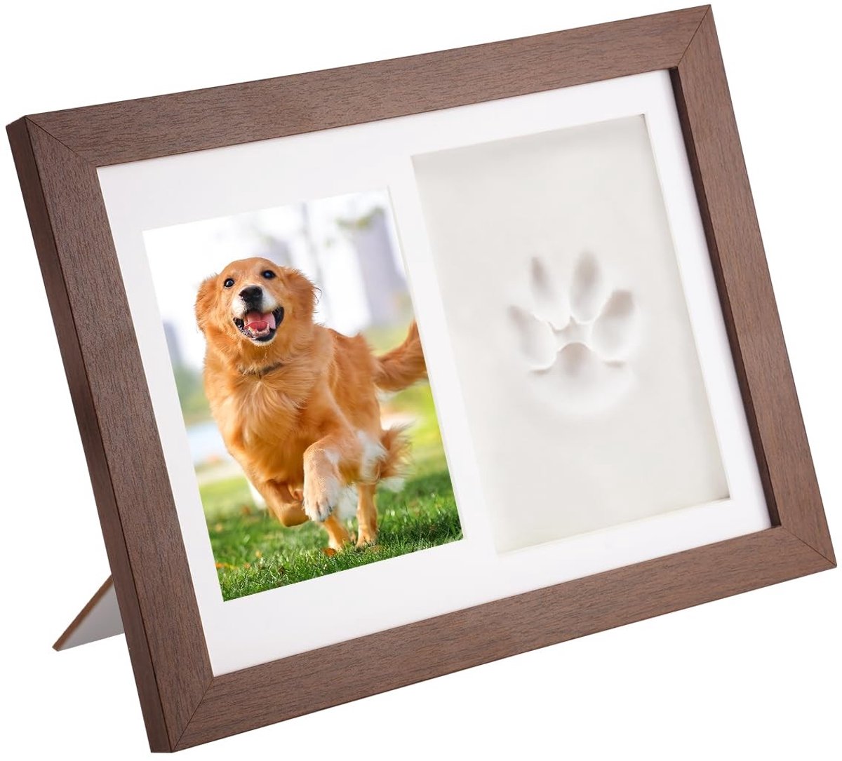 Dailygoods- Pootafdrukset 3D - Fotolijst 14 x 10 cm - Hondenpootafdruk - Kattenpootafdruk - Klei en Houten Stok - Duurzaam Karton - Afdrukset
