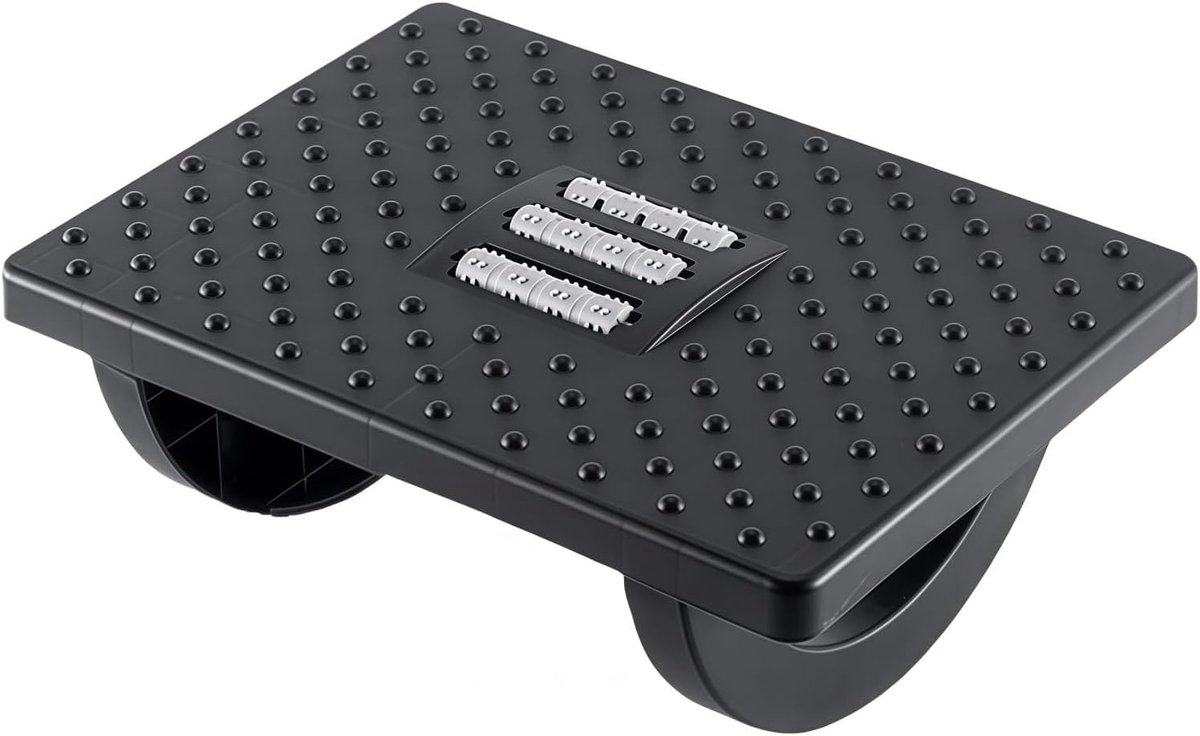 Ergonomische Voetsteun - Voetenbank Bureau - Houding Verbeteren - Met Massagerollers - 34 x 25 cm - Zwart