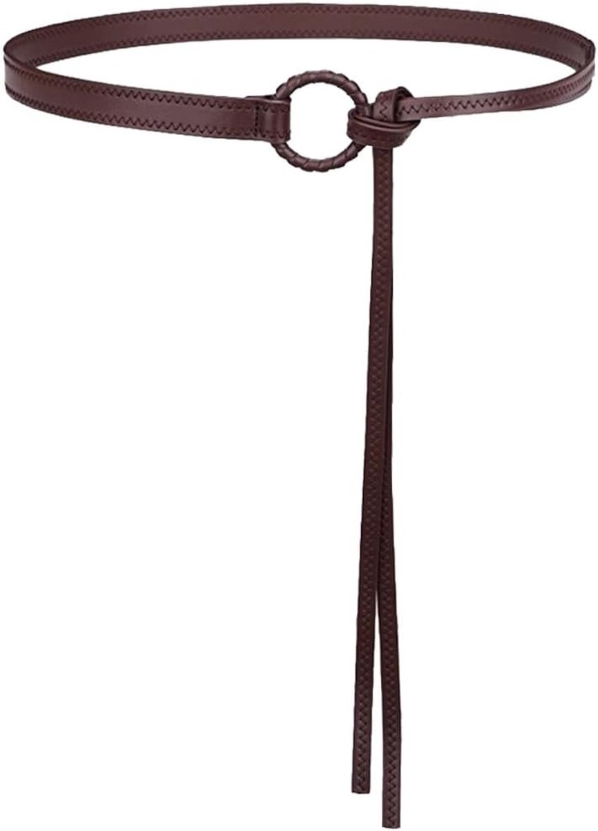 Verstelbare PU-lederen riem van 135 cm met dubbele riem en O-gesp, perfect voor jeans en jurken in retrostijl