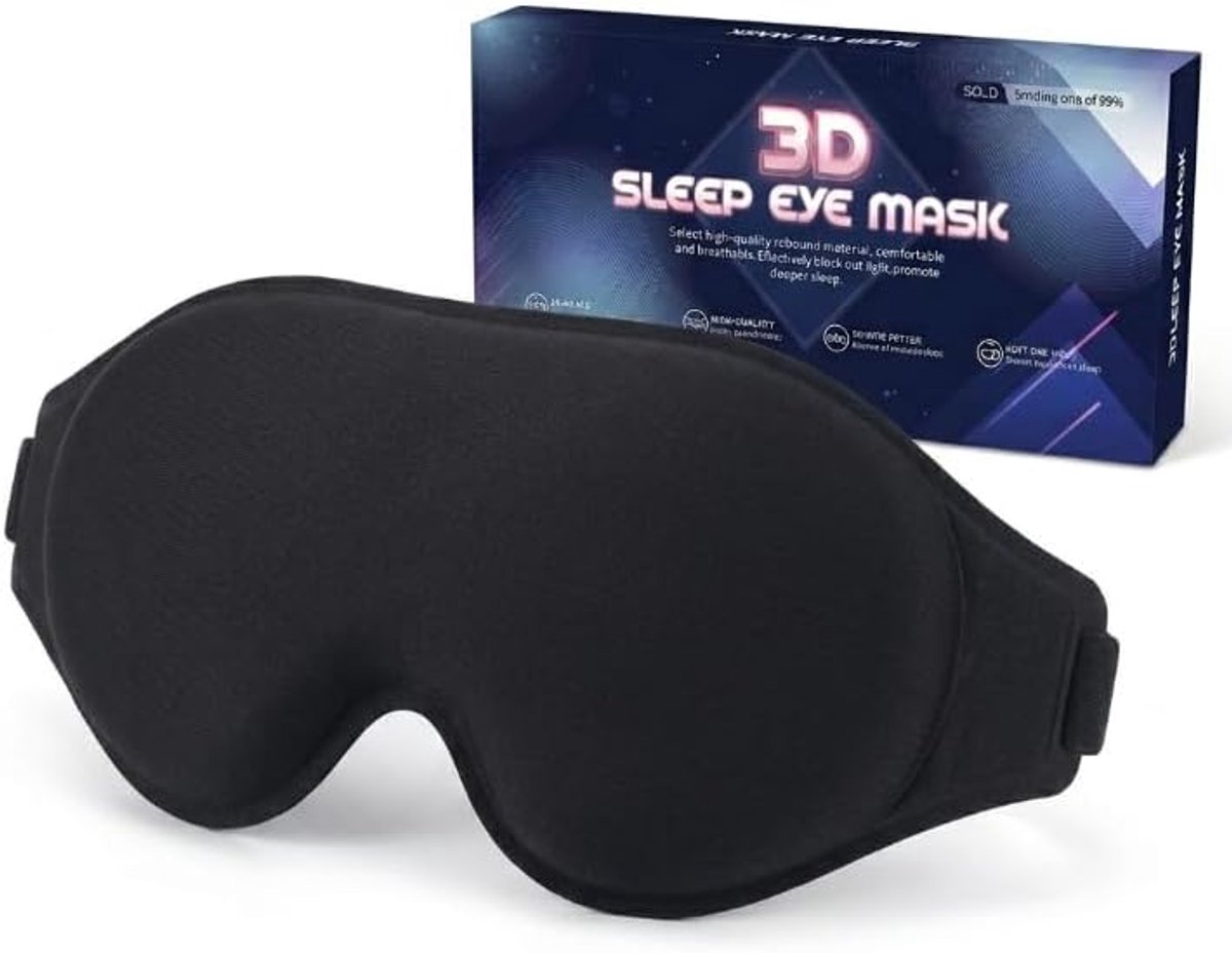 Thijox - 3D-Slaapmasker voor Zijslapers - Comfortabele Slaapbril met Verstelbare Elastiek - Huidvriendelijk Lichtblokkerend Ergonomisch Oogmasker voor