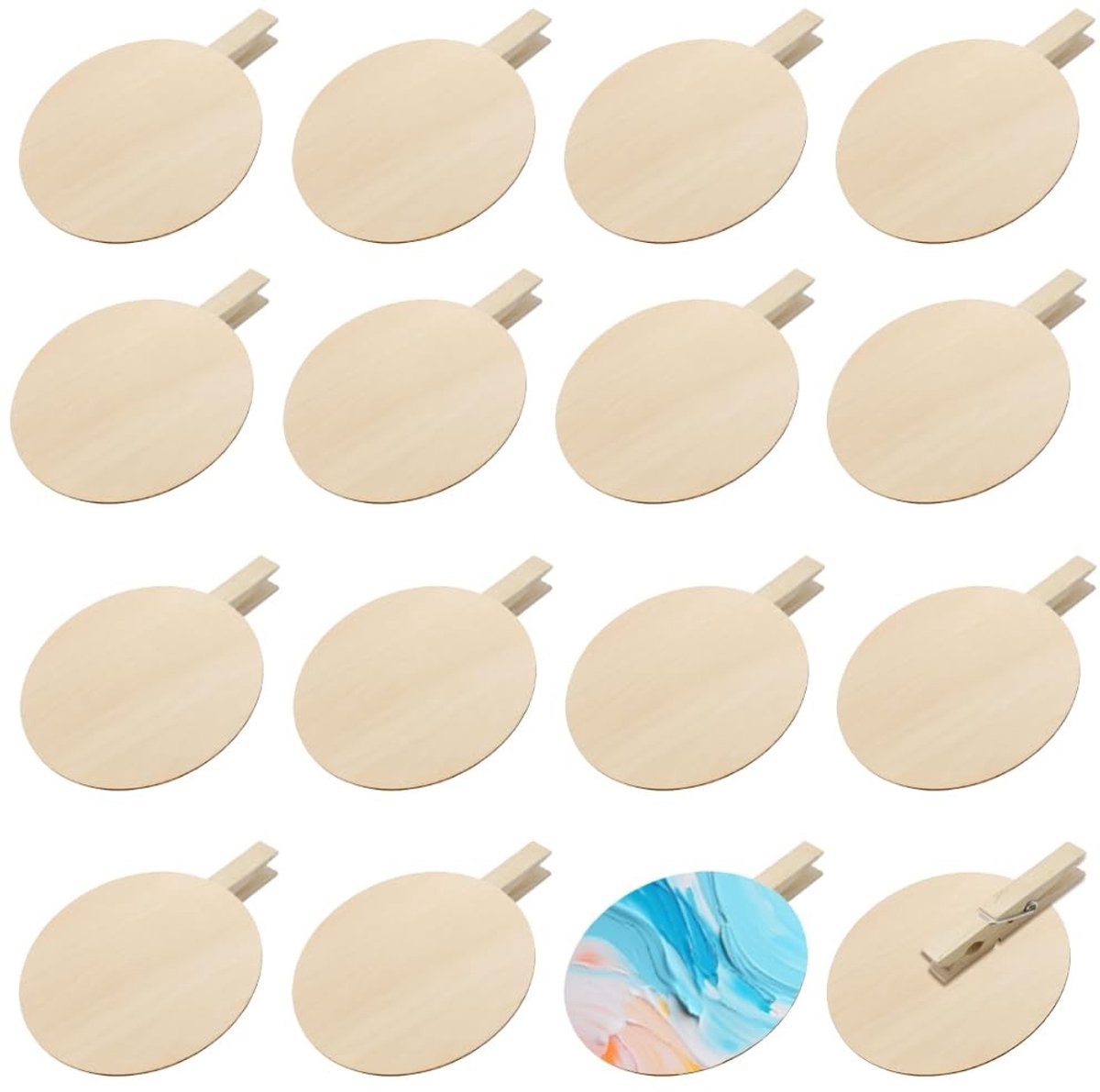 Dailygoods- Knijpers Miniatuur - Houten Knijpers - 50 Stuks - Ronde Klemmen - 5 x 5,8 cm - Duurzaam Hout - Houten Clips