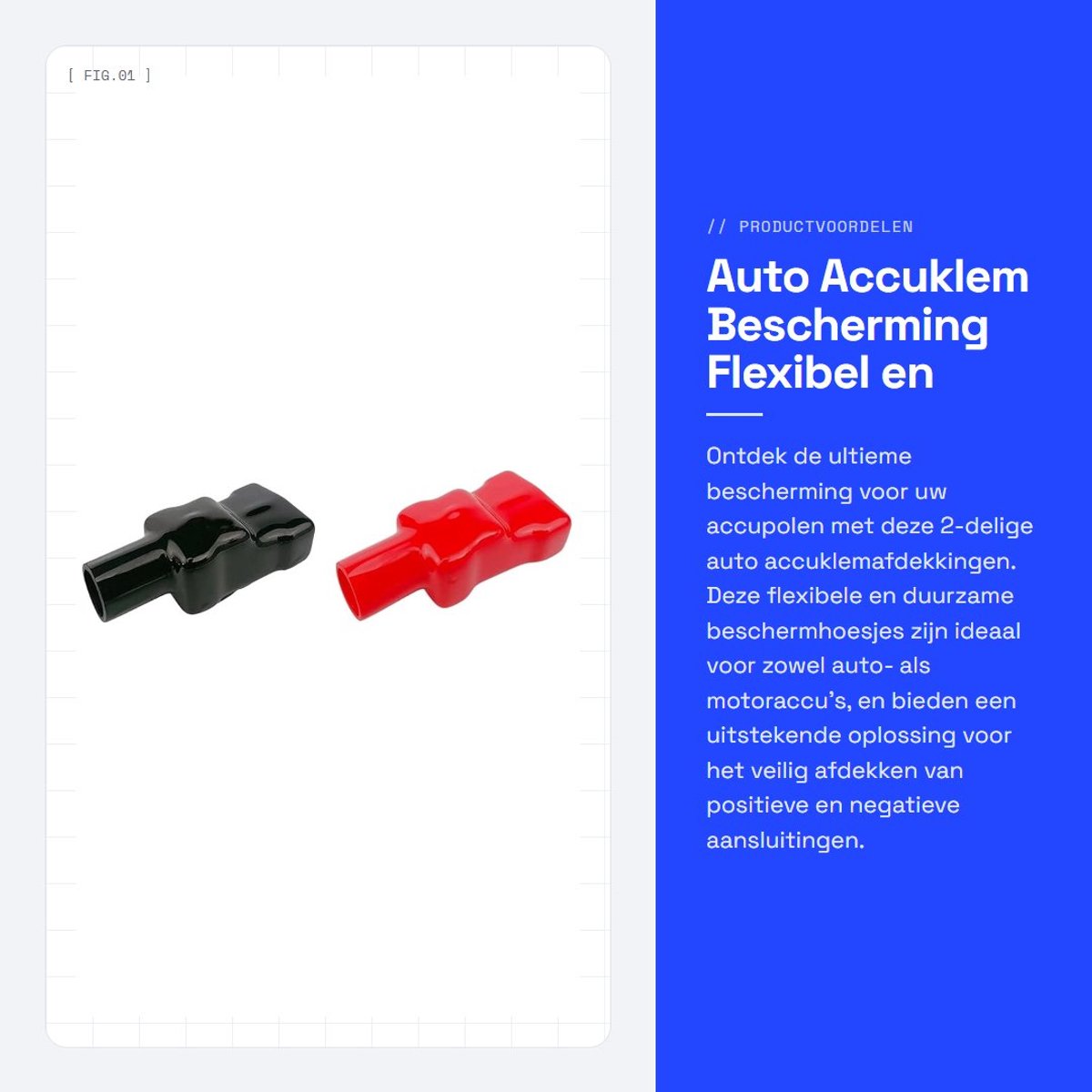Dailygoods - Auto Accuklem Bescherming - Flexibel en Duurzaam - Rood Zwart - Accuklemafdekkingen - Bescherming voor Accupolen - 2-delig
