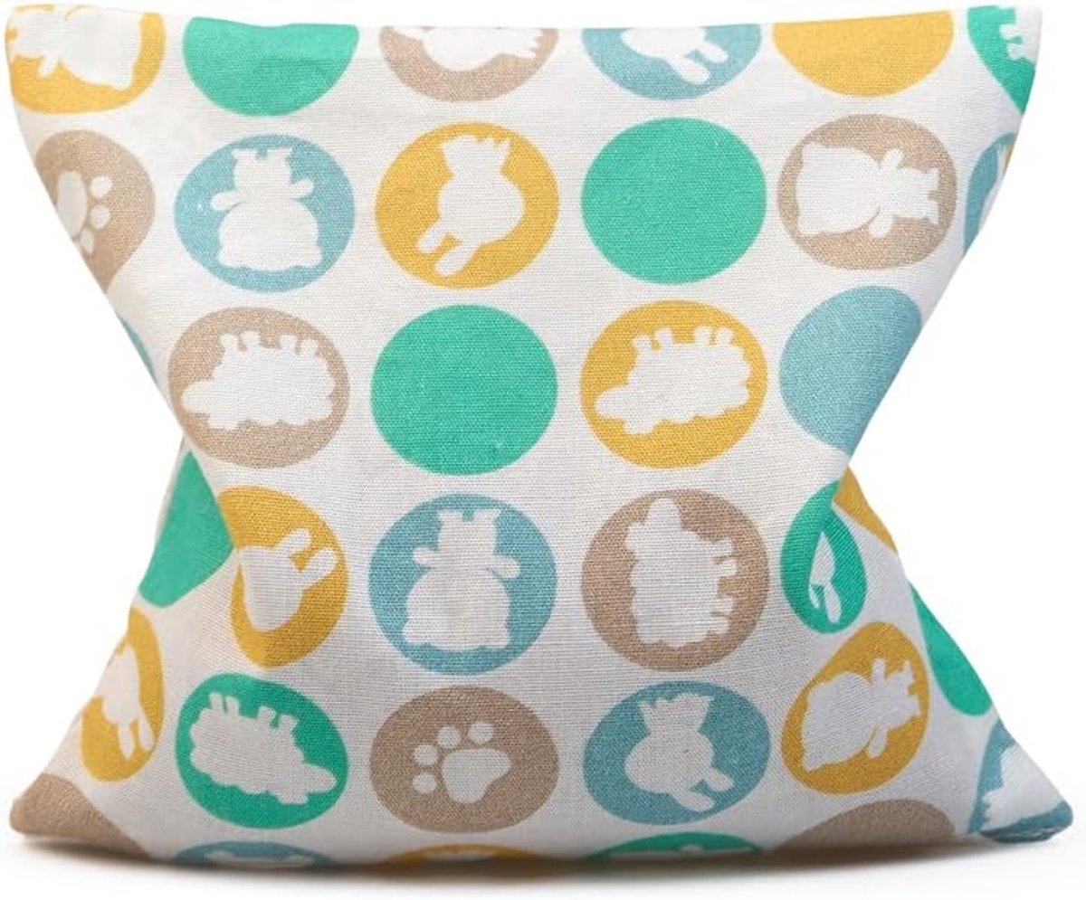 Thijox - Biologisch Druivenpitkussen 12x12 cm - Warmtekussen voor Baby's en Peuters - Dierenprint - GOTS - Bij Winderigheid en Buikpijn - Natuurlijke
