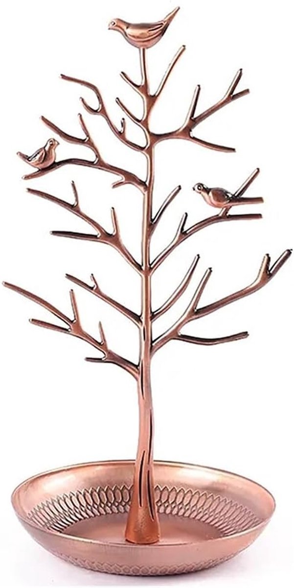 Dailygoods- Sieradenboomstandaard Antiek-Brons - Sieradenhouder - Displaystandaard - Organizer Rek - Ruimte voor 30 Ringen - Hoogte 30 cm - Sieradenrek