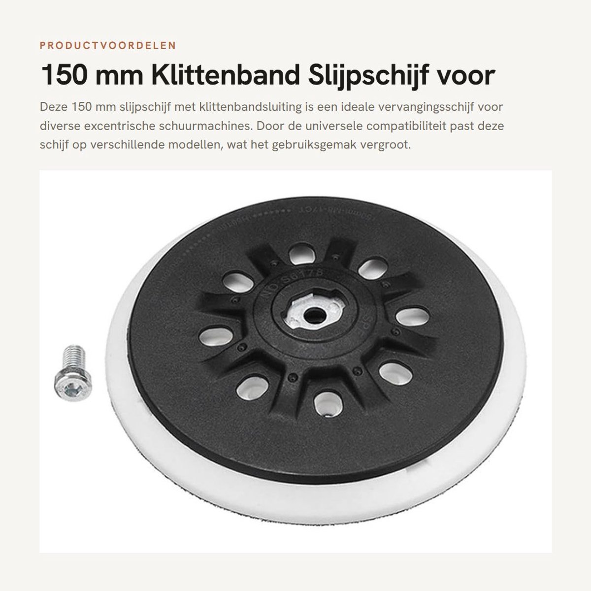 Dailygoods - 150 mm Klittenband Slijpschijf voor Excentrische Schuurmachines