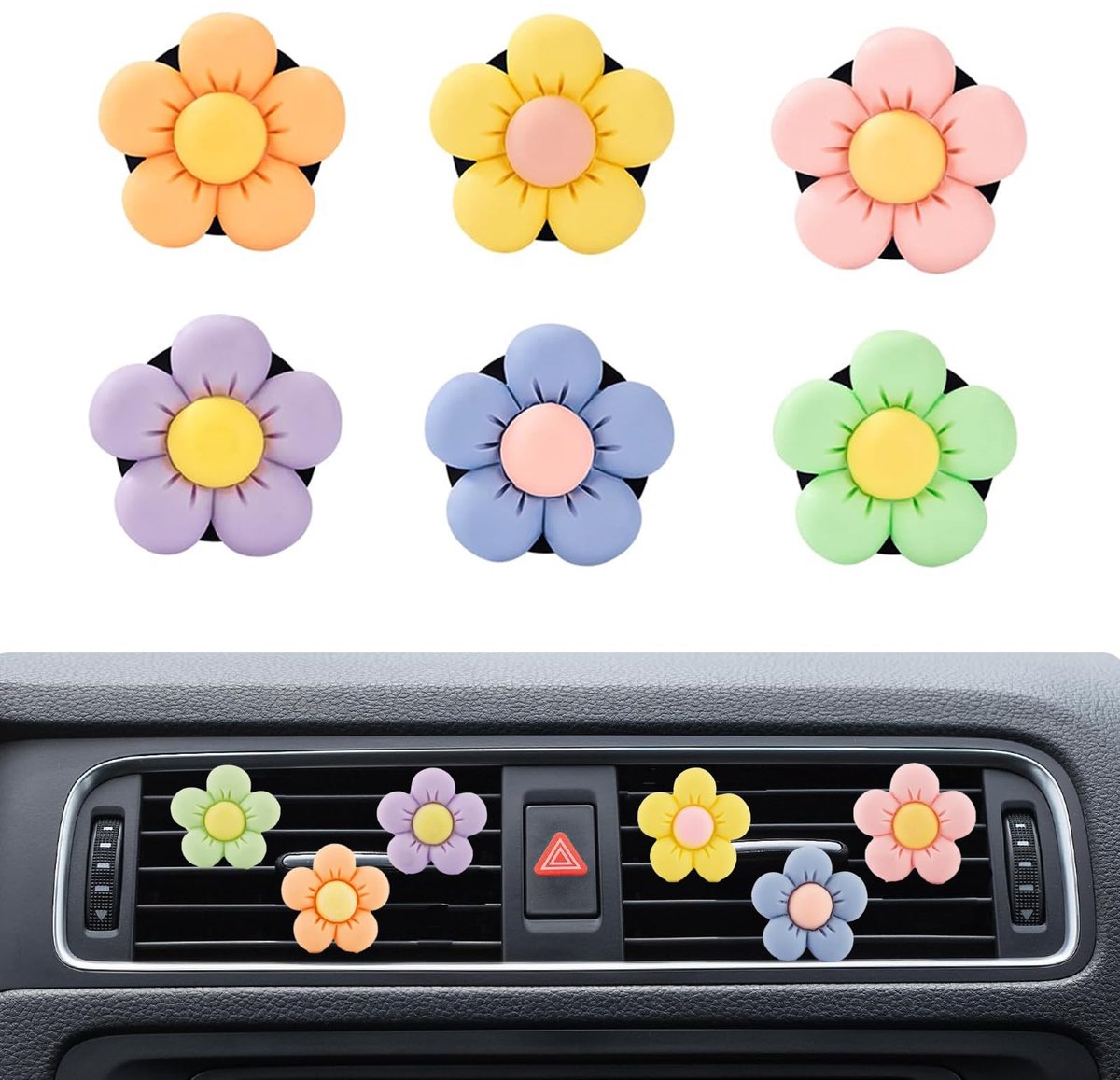 Dailygoods - Luchtverfrisser Kit 6 Stuks Bloemenvormige Auto Luchtverfrisser Clip Auto Airconditioning Geurdecoratie Accessoires Meisjes Vrouwen Auto Aromatherapie Etherische Olie Diffuser