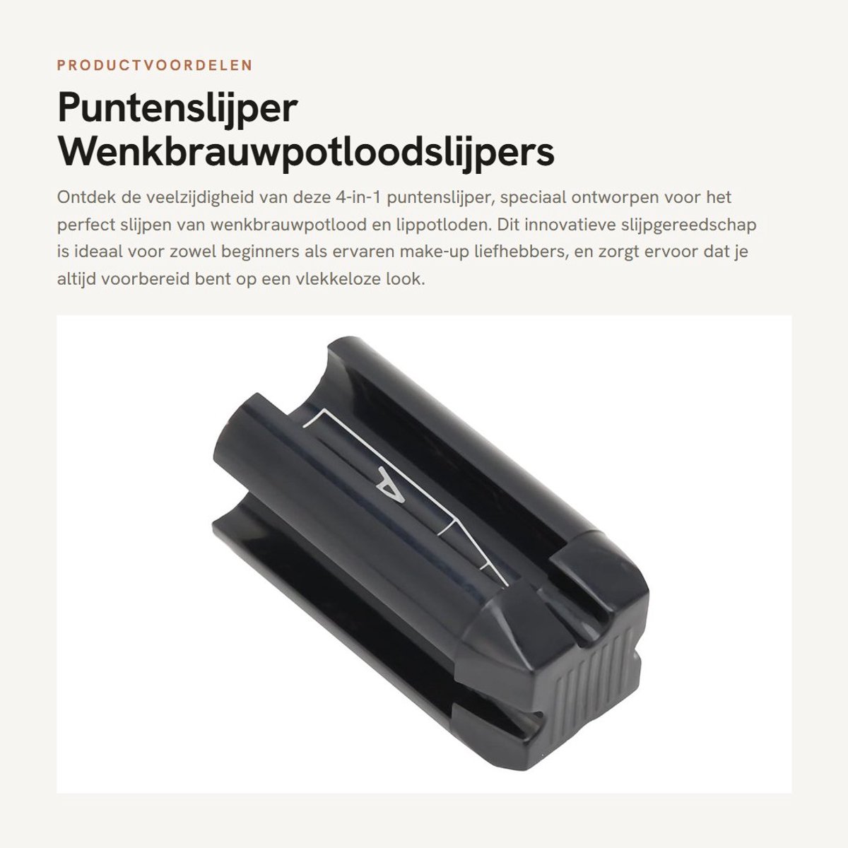 Dailygoods- Puntenslijper 4-in-1 - Wenkbrauwpotloodslijper - Lippotloodslijper - Houten potloden - Lichtgewicht - Duurzaam PP-materiaal - Make-up Slijper