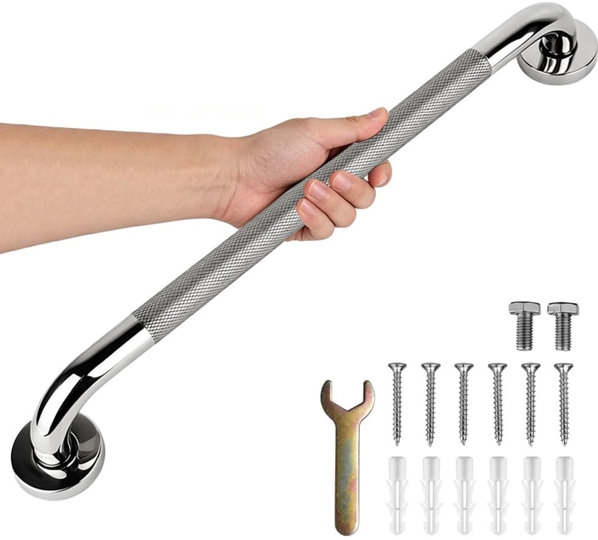 Dailygoods- Badkamer Handgreep 60cm - Antislip Douchebeugel - Roestvrij Staal - Steunbeugel voor Douche en Toilet - Veiligheid Handrail - Ondersteuning voor Ouderen