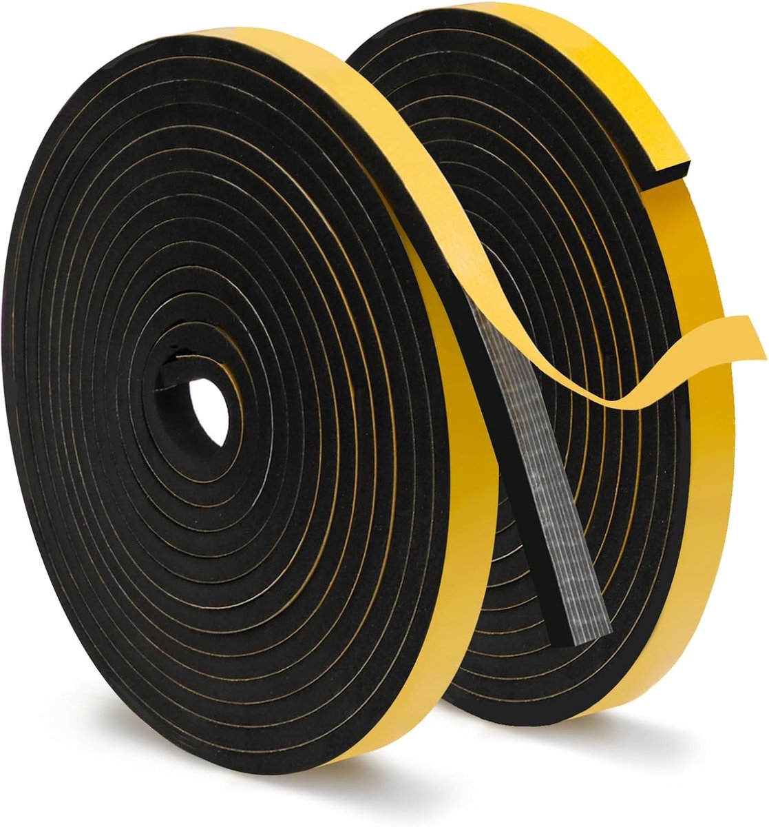 SnelShoppen - 2 Rollen Zelfklevende Schuim Tape Weerstrip voor Deuren en Ramen - Geluidsisolatie, Weerbestendig - 1,2 cm Breed, 0,5 cm Dikte, 16,5 m L
