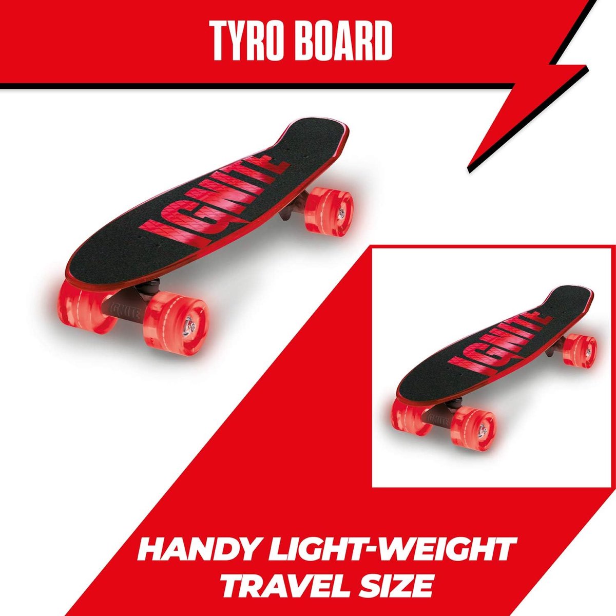 Skateboard - Steppenbord - Buiten spelen - Lichtgevende wielen - 55 x 15 cm - Rood