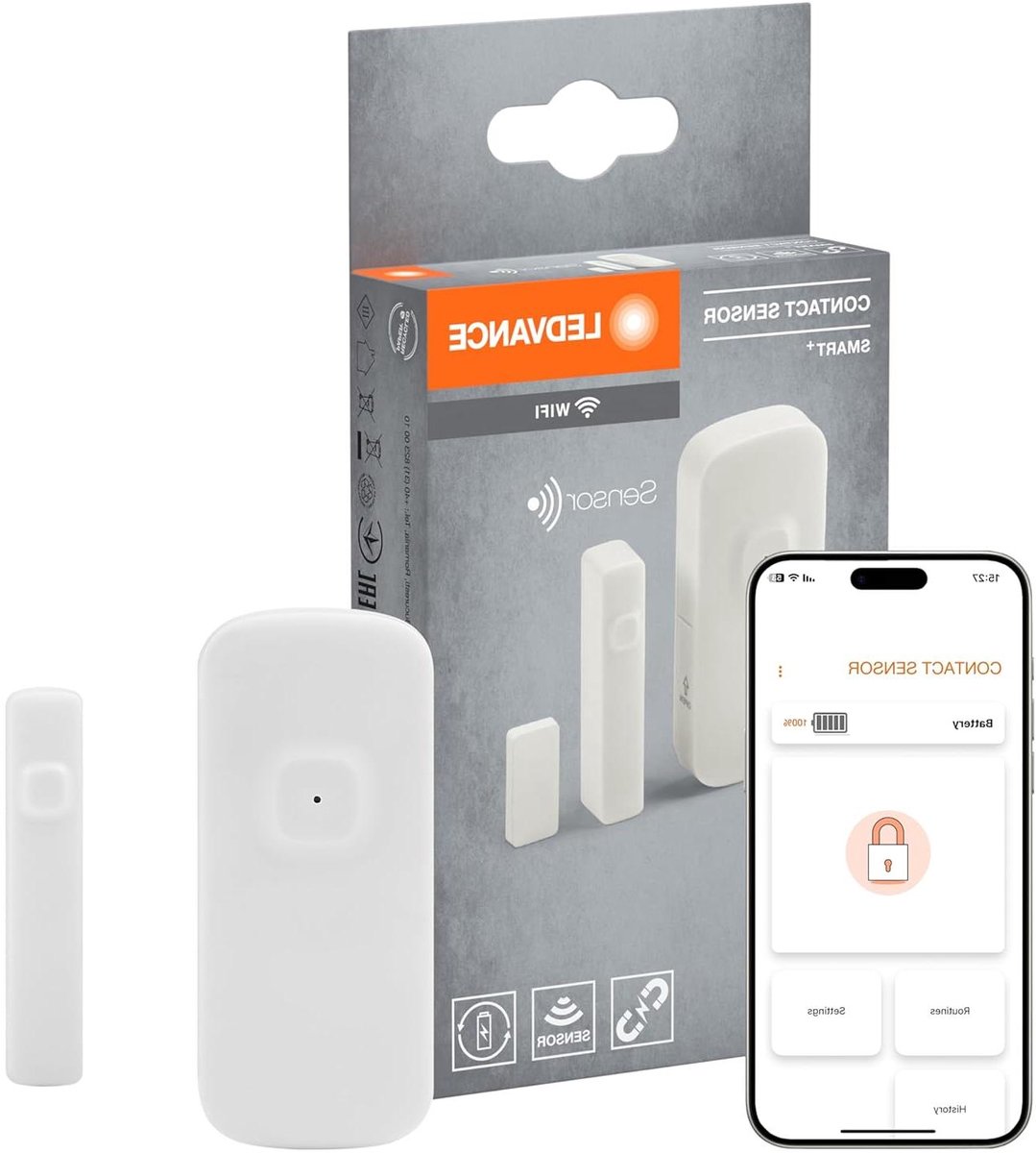 Slimme Deur Sensor - Contact Melder - Slim Huis - Oplaadbare Batterij - 7.2 x 3.1 cm - Wit