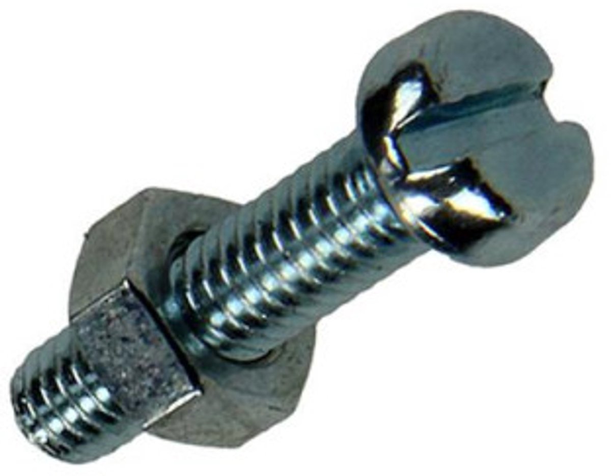 Metaal schroef. bout + moer. met cylinder-kop. M4 x 16 mm. 20 stuks. Verzinkt. Sam