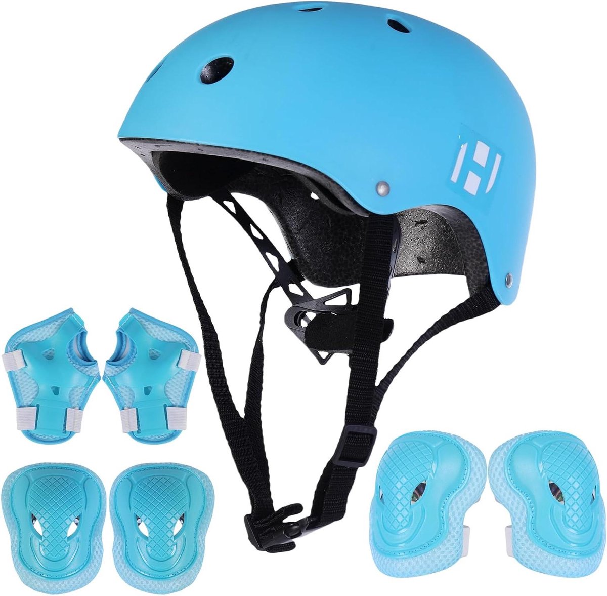 Kinderfietshelm Set - Beschermers Set - Actieve Kinderen - Verstelbaar En Gevetileerd - 8-13 Jaar - Blauw