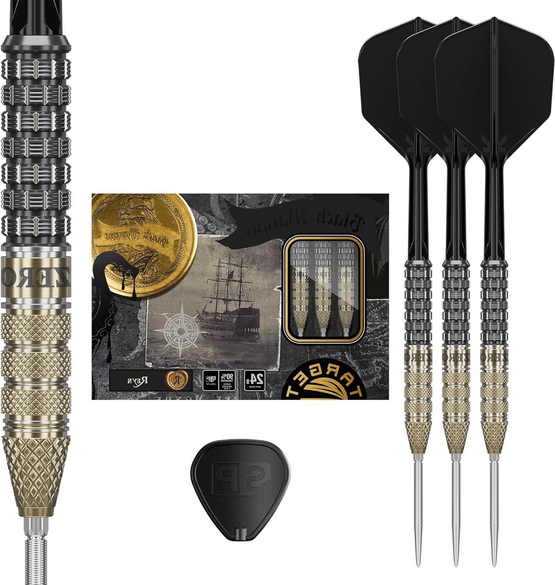 Stalen Darts - Dartpijlen Set - Precisie Spel - 90% Wolfraam Grip - 24 Gram - Zwart Goud