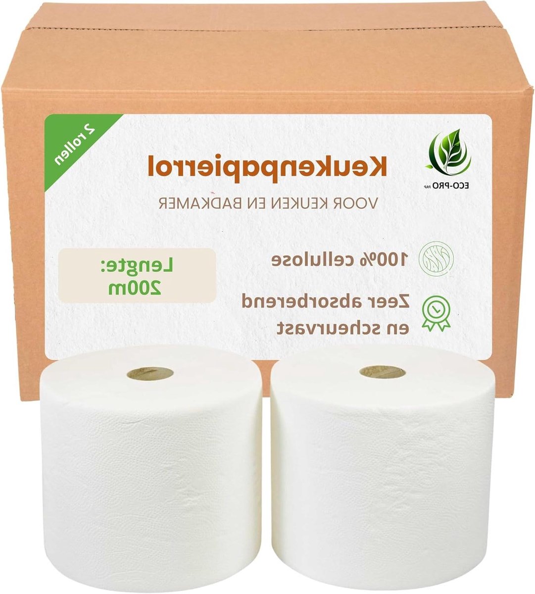 Papieren Handdoeken - Keukenrol - Dagelijkse Reiniging - Extra Absorberend - 200m Per Rol - Wit