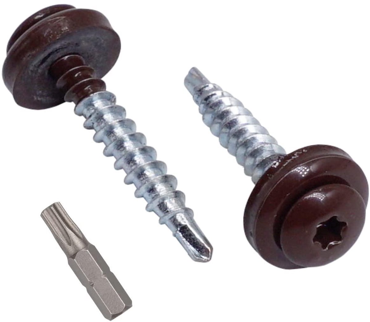 Metalen dakschroeven - Zelfborende schroeven - Dakbedekking bevestigen - Met EPDM ringen - 250 stuks - Chocoladebruin