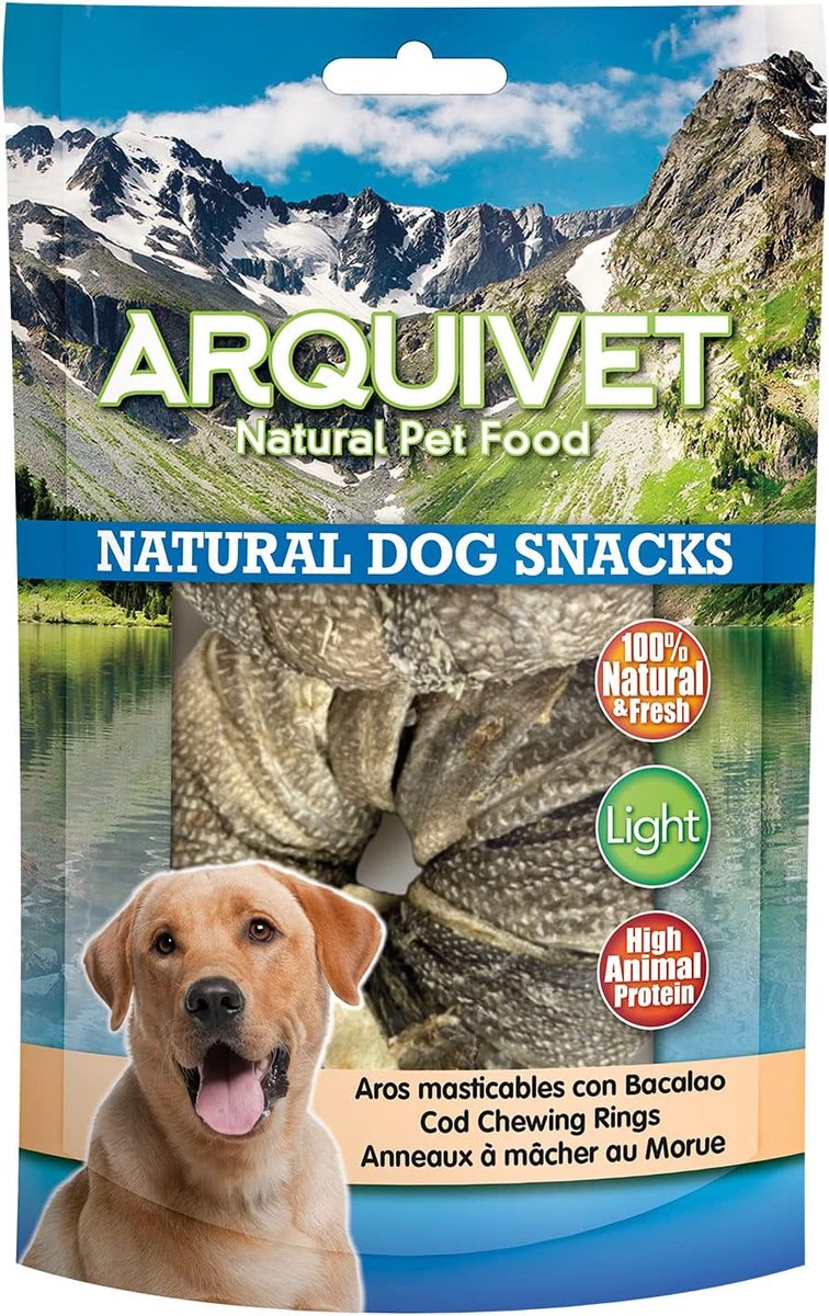 SnelShoppen - Kauwringen voor Honden met Kabeljauw, 2 Stuks, 200 g, Natuurlijke Snacks, Gezonde Tussendoortjes, Perfect voor Training en Spel
