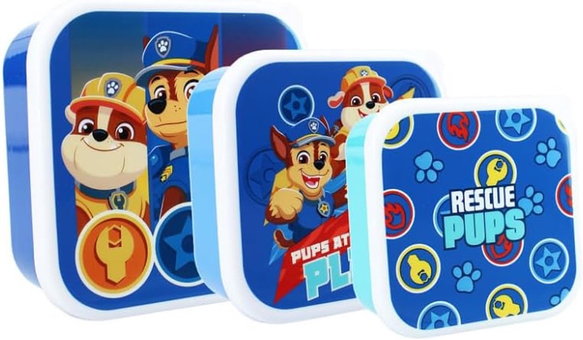 Thijox - Set van 3 Broodtrommels - Lunchbox voor Kinderen - Snackboxen in Blauw - Ideaal voor School, Vakantie en Uitstapjes - Ruimtebesparend en Stap