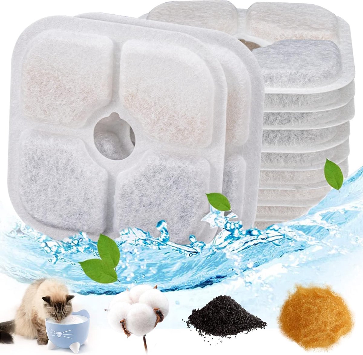 Thijox - Cat waterfonteinfilter voor katten - 12 stuks - Compatibel met waterfontein Catit Pixi 43717 - 2,5L - Perfect voor huisdieren
