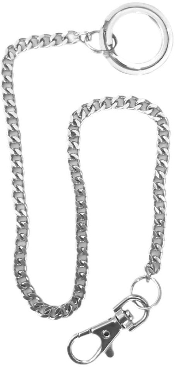 Dailygoods- Portemonneeketting Roestvrij Stalen - Sleutelhanger Met Karabijnhaak - Lange Broekketting - Punk-Sleutelhanger - 40 cm - Betrouwbare Gadget