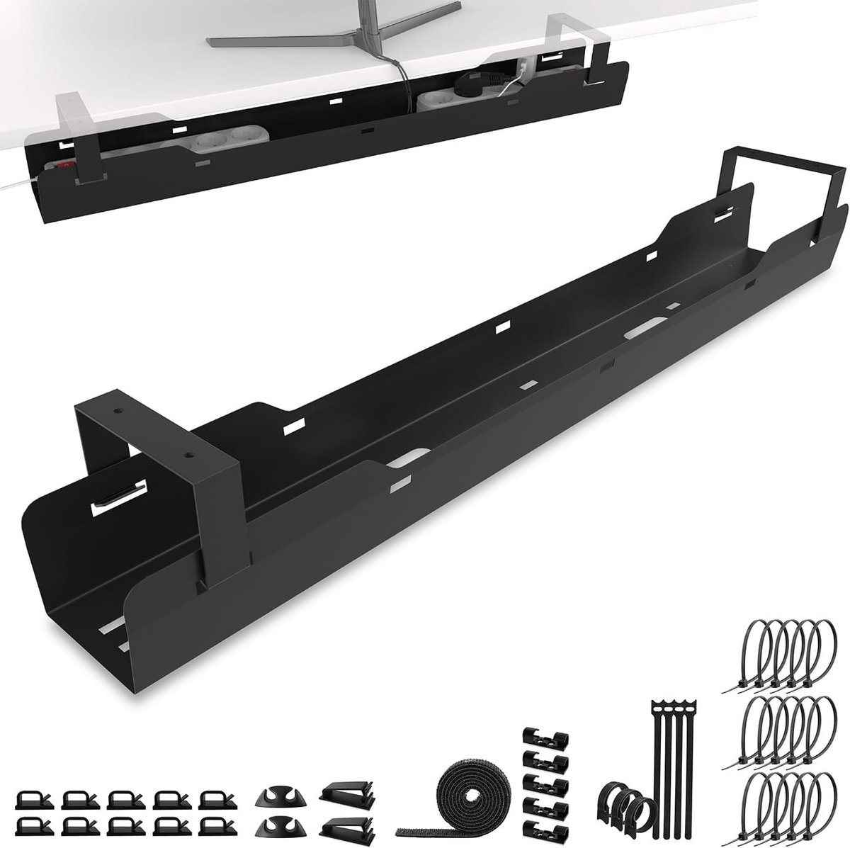 Thijox - Ultimate Setup® Kabelgoot Bureau voor Optimaal Cable Management - Flexibele Kabelslang, Kabelkanaal Bureau, PC-Houder, Kabelnet, Kabelgoot -