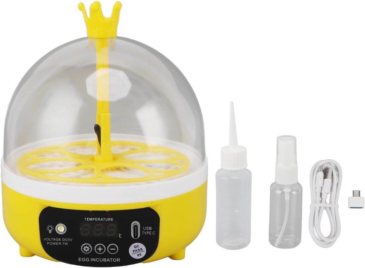 Mini Eieren Incubator met Automatische Temperatuur- en Vochtigheidscontrole, Transparant Deksel, Multifunctioneel en Geluidsarm, Compact en Draagbaar voor Eieren Hatching en Kweekactiviteiten