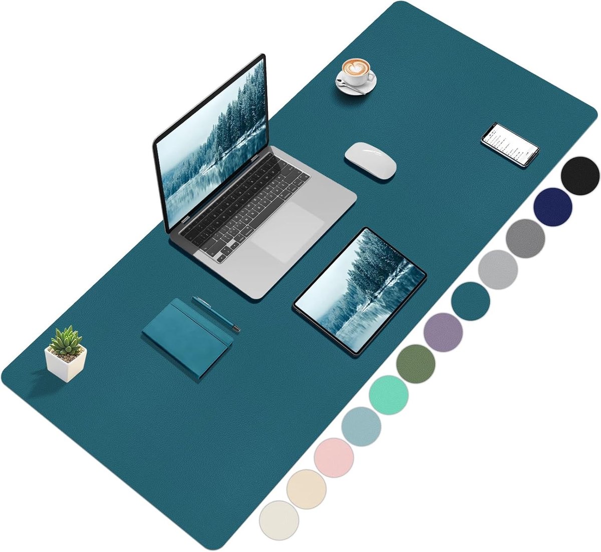 Stijlvol turquoise bureauonderlegger van 120x60 cm voor een georganiseerde werkplek