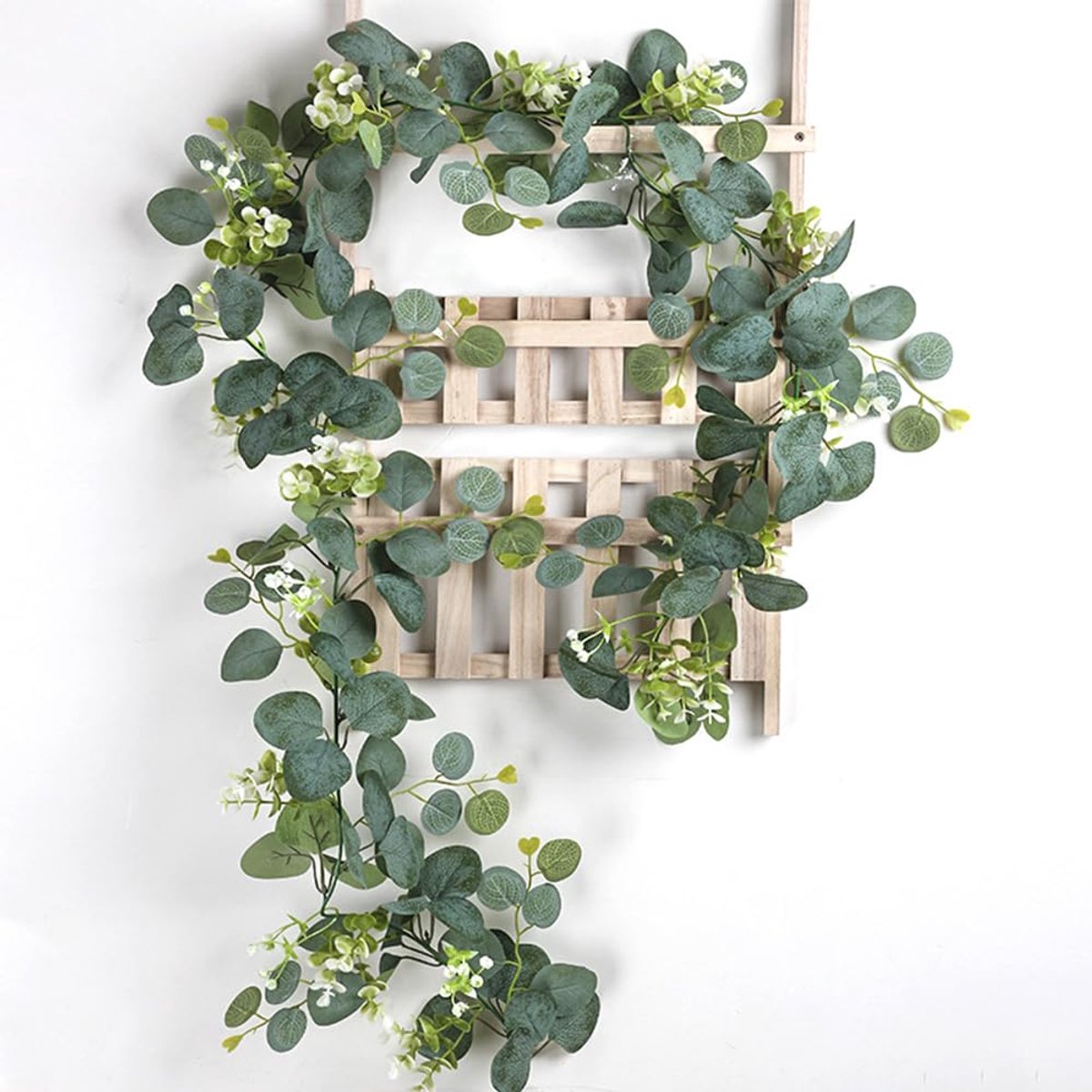 Eucalyptus slinger, 1,8 m eucalyptus-decoratie, kunstbloemen, bladeren, slinger voor bruiloft, feest, muur, tafeldecoratie, communie decoratie