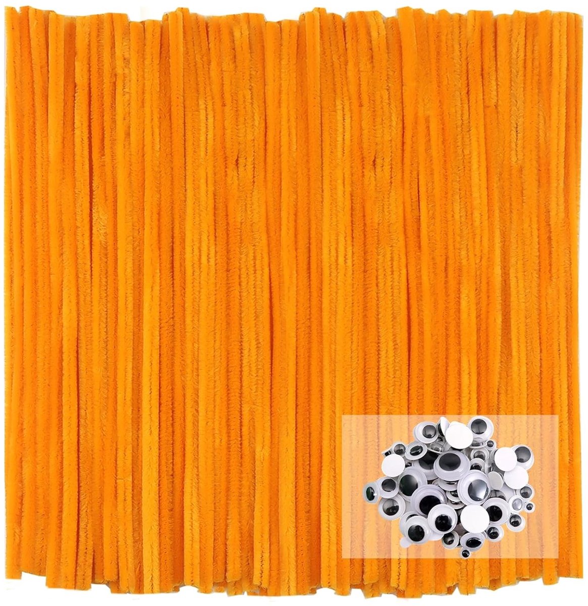 100 Stuks Chenille Pijpenragers voor Creatieve Projecten - Lange 30 cm x 6 mm met Zelfklevende Wobbelogen voor DIY Knutselen en Ambachten