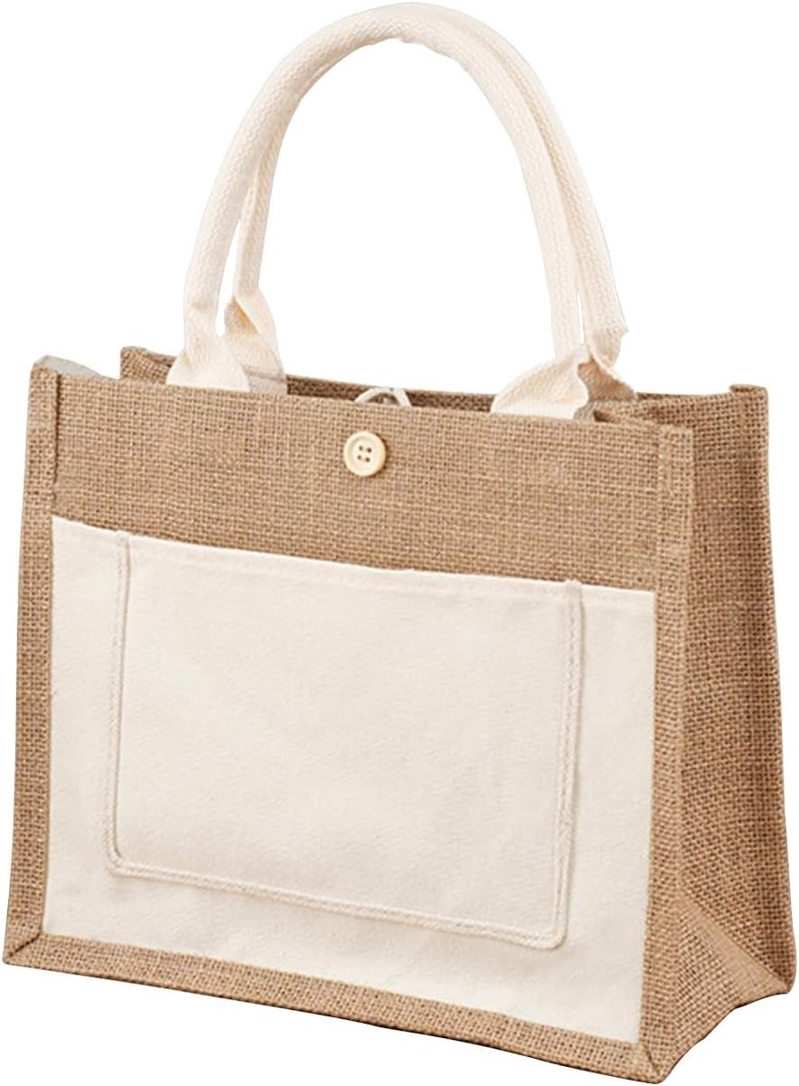 Duurzame Beige Katoenen Tote Bag, Herbruikbare Winkeltas, Gepersonaliseerde Jute Tas voor Vrouwen en Mannen, Ideaal voor Strand, Boodschappen en Picnics