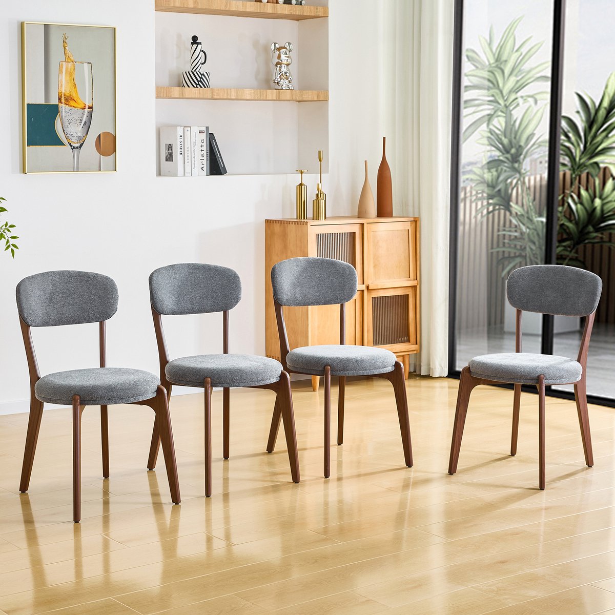 MIVRAY Eetkamerstoel - Set van 4 Moderne Eetkamerstoelen - Comfortabel Met Zitkussen - Voor Eetkamer En Keuken - Stoffering Grijs