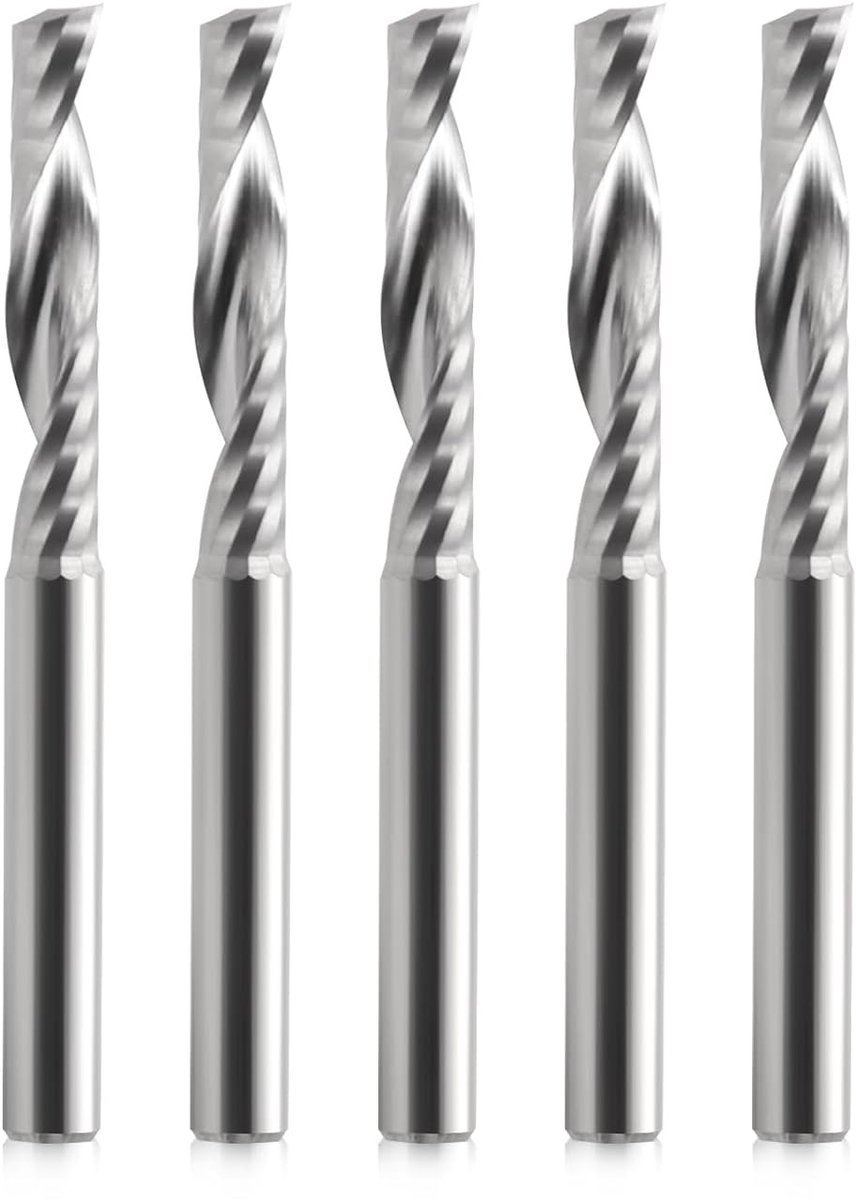 CNC Spiral Frees, 4mm Schacht en Snijdiameter, 22mm Groeflengte, Geschikt voor Acryl, PVC en Hout, Verpakking van 5 Stuks