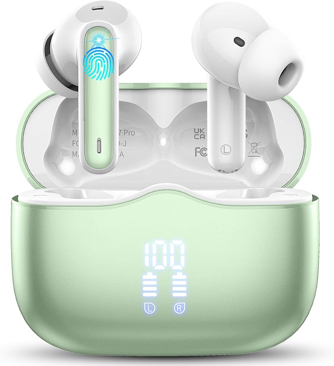 SnelShoppen - Bluetooth Hoofdtelefoon Draadloos 5.4, In-Ear Hoofdtelefoon met 50 Uur Speeltijd, HiFi Stereo, 4 ENC Ruisonderdrukkende Microfoons, Idea