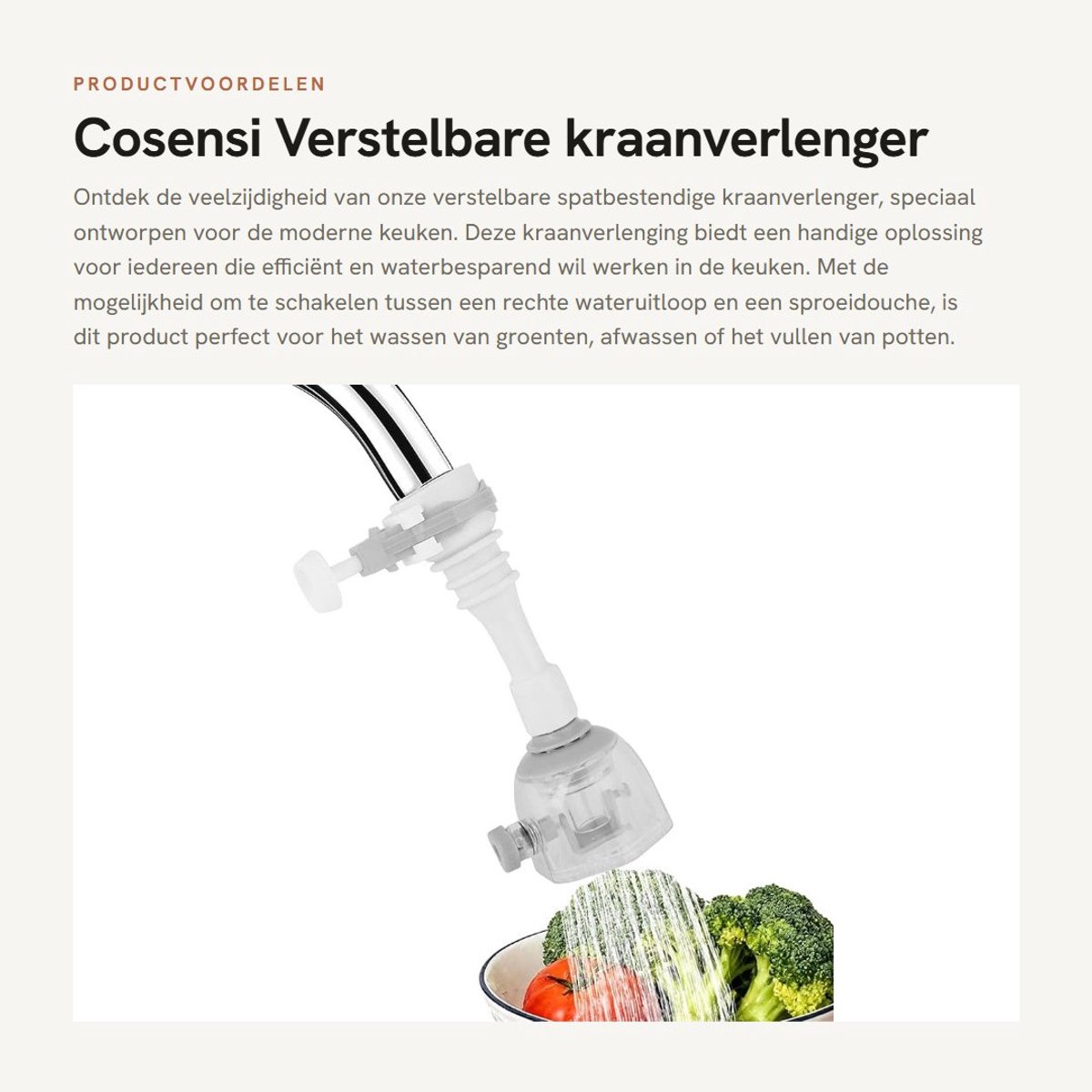 Inovra- Kraanverlenger spatbestendig - Verstelbare keukenkraanslang - Waterbesparend - 360