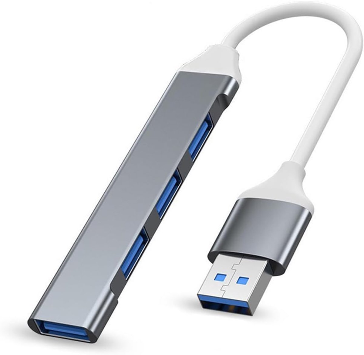 Thijox - USB 3.0 Hub Splitter 4-in-1 USB-poort met 1 USB 3.0 en 3 USB 2.0 Poorten - Compatibel met MacBook Pro, Windows, Laptops - Grijs voor Thuis en