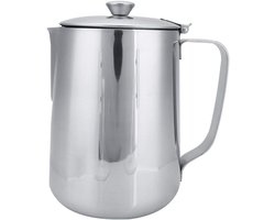 Stainless Steel Koffiemok met Deksel voor Melk en Latte Art - 2000ml Schuimkan voor Koffie en Thee