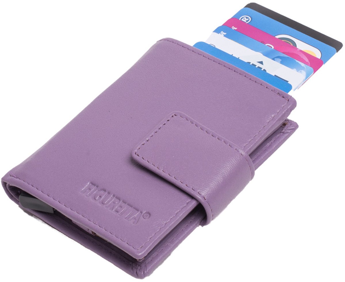 Figuretta Cardprotector Leren Portemonnee met RFID Bescherming Paars