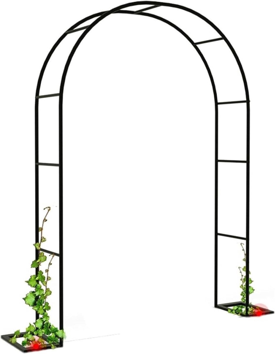 Rozenboog Metaal - Rankrooster Tuin - Planten Klimmen - Versterkte Steunbuizen - B 140 x H 230cm - Zwart