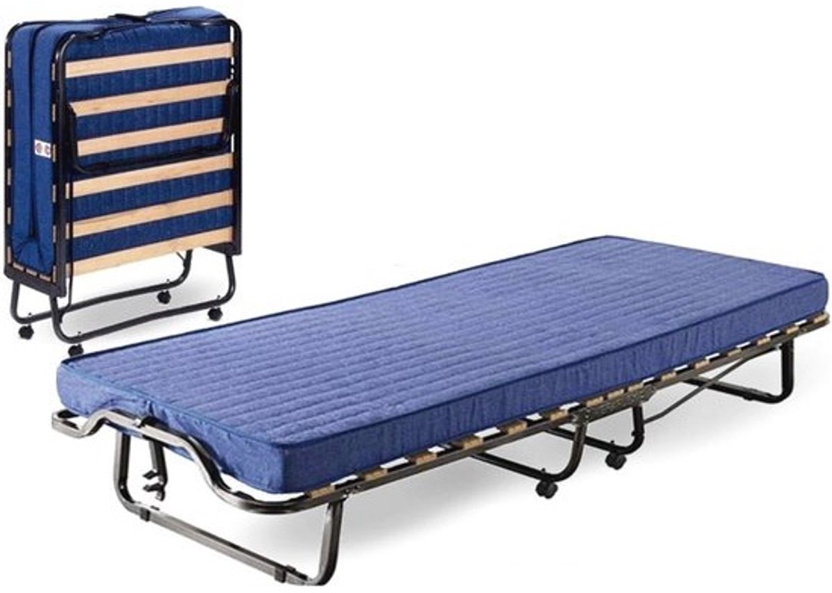 Opklapbaar Gastenbed met Wielen en Comfortabel Matras - Inklapbaar Logeerbed